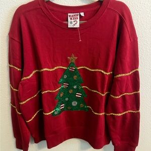 Sandy Kiss Red Christmas Tree Sweatshirt